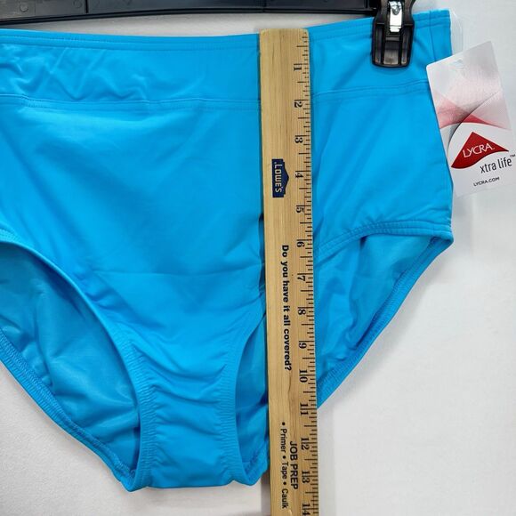 Lands End High Waisted Bikini Swim Bottoms Size 12 Turquoise Blue Beach NEW - Picture 8 of 9